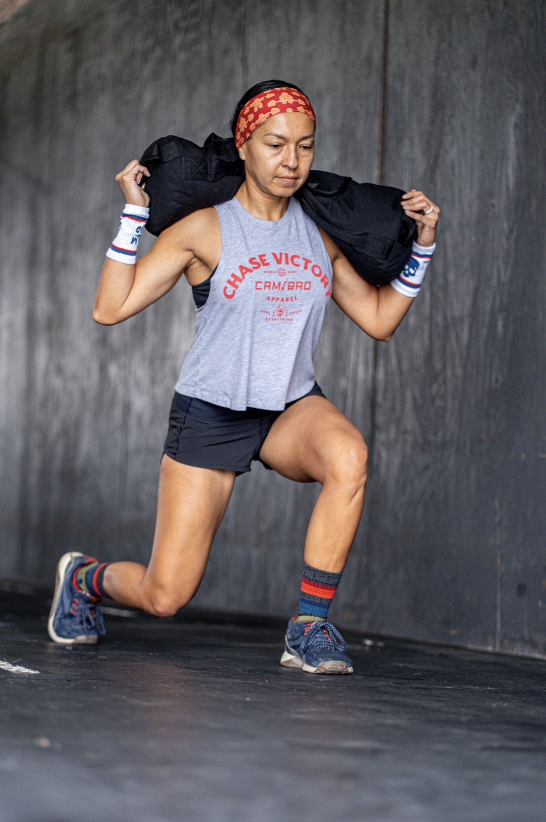 Weighted sandbag lunges